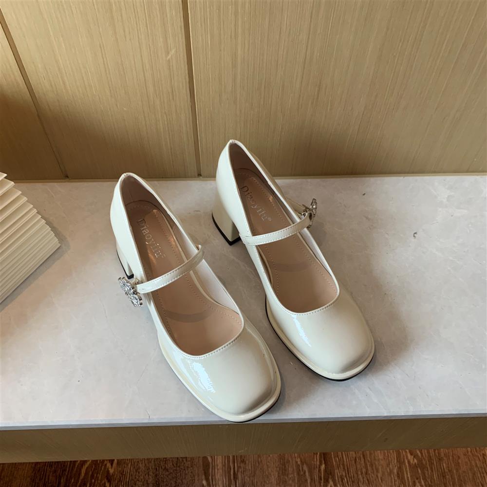 Giày Cao Gót Mary Jane Đế Dày Đính Đá Phong Cách Thời Trang Hàn Quốc Mới SK2023