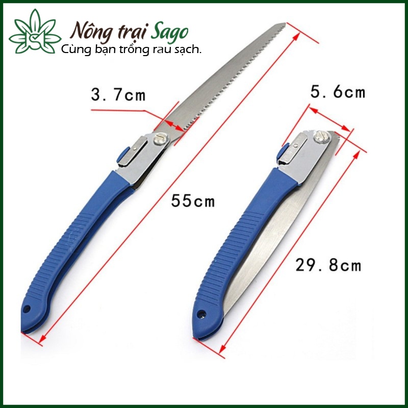 Cưa cầm tay gấp gọn dài 56 cm, độ bền cao, tiện dụng, có khóa an toàn, sắt nhọn - Dụng cụ làm vườn Nông Trại Sago