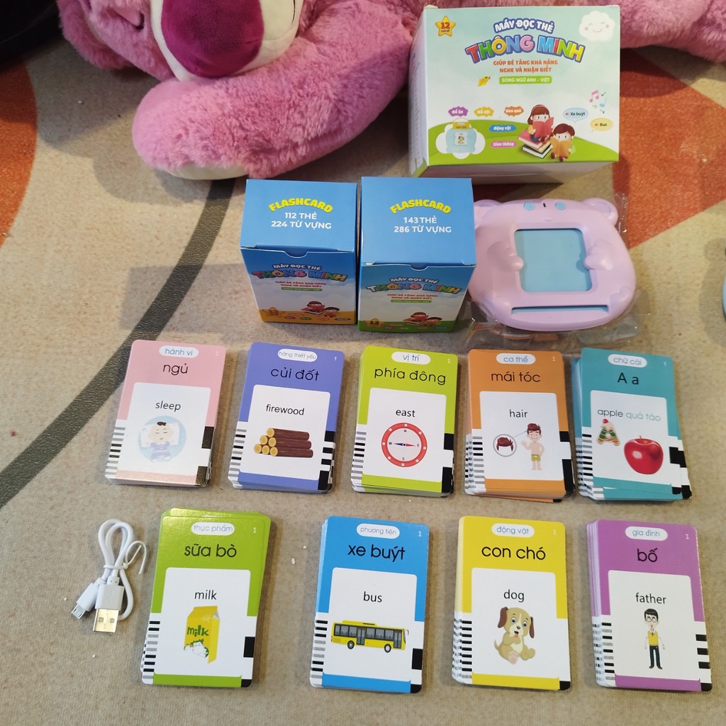 Máy Đọc Thẻ Tiếng Anh Tiếng Việt Cho Bé, Máy Đọc Thẻ Flashcard Song Ngữ Anh Việt 224 và 510 Từ Vựng Mẫu Cải Tiến 2023