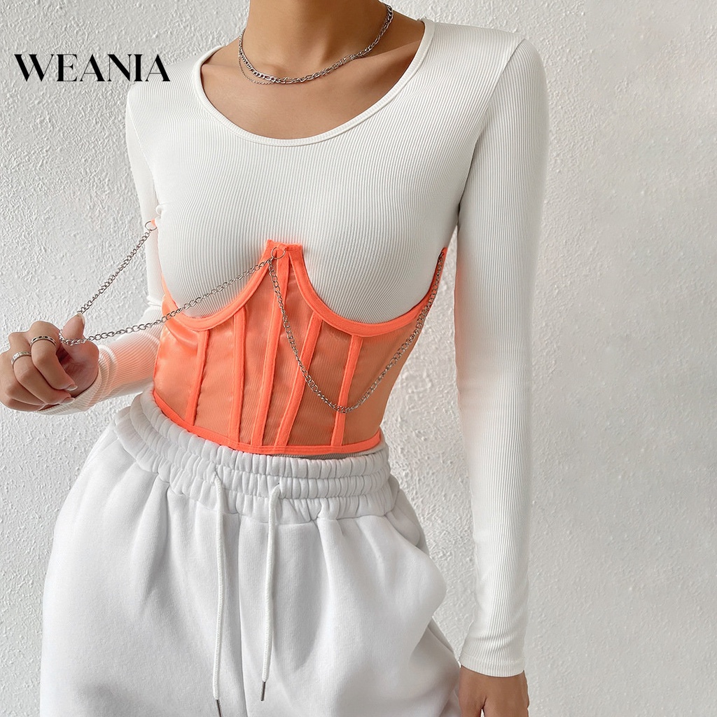 Phong Cách Ins Ống Lưới Giảm Béo Với Lưới Thép Và Dây Xích