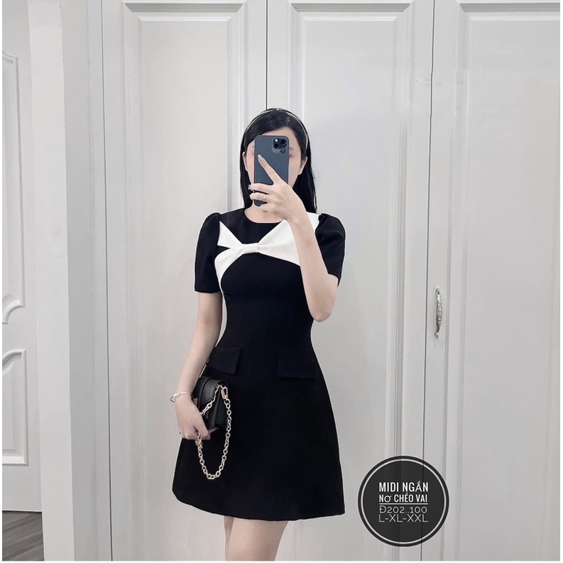 Đầm midi xoắn vai 60-90kg