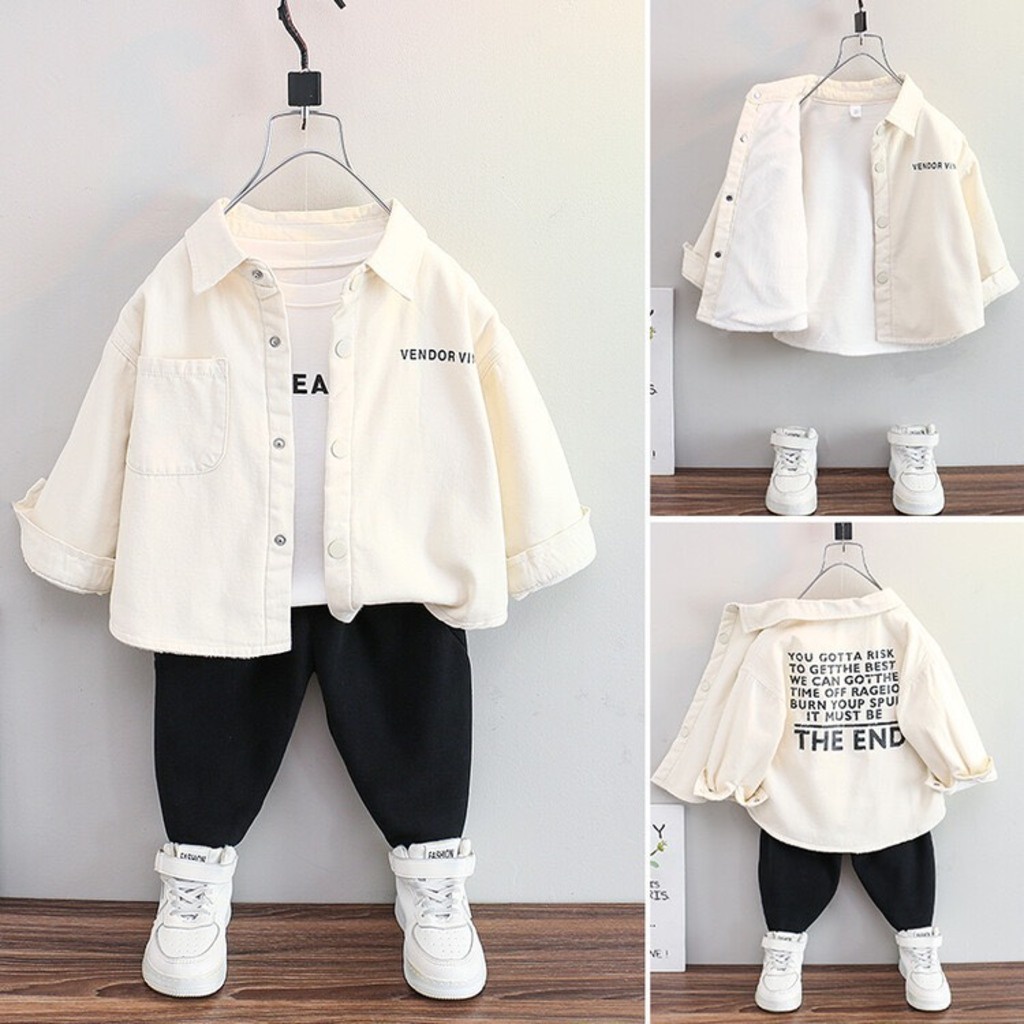Áo sơ mi hai lớp cho bé mặc tết, áo dài tay cổ bẻ 2 lớp mùa đông cho bé 6 đến 28kg KANGMIN KIDS