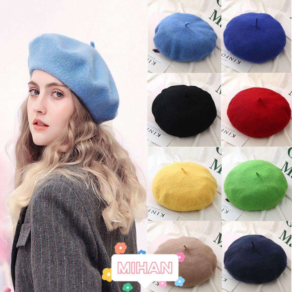 Mũ beret vải nỉ màu trơn phong cách Pháp cho nữ