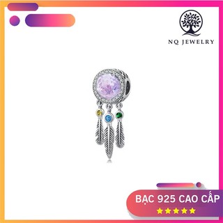Charm bạc xỏ ngang dreamcatcher đính đá