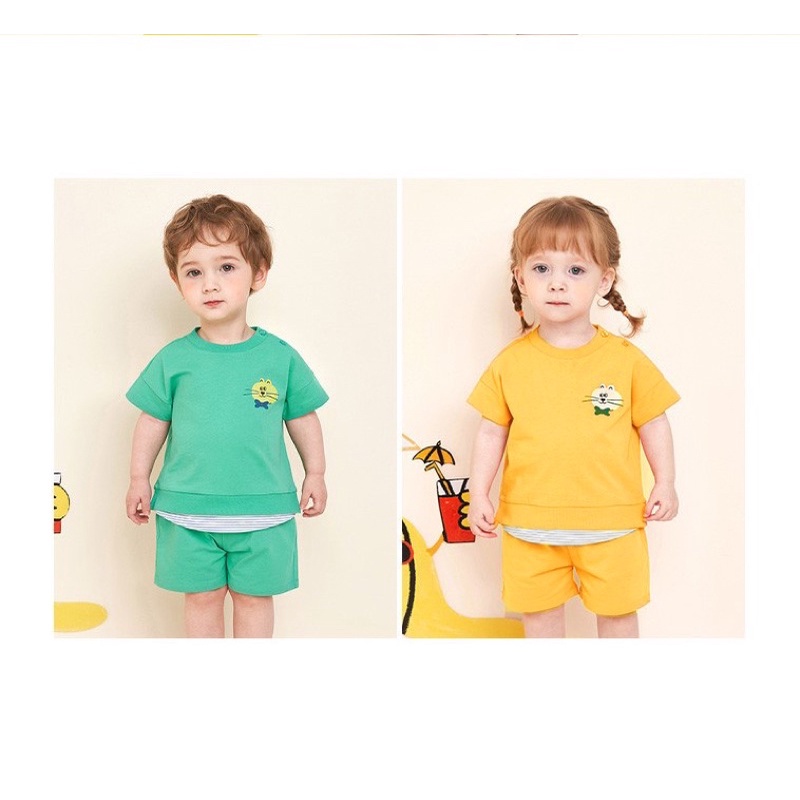 Set MilkMile xuất Hàn dư xịn hoạ tiết “mèo con” cho bé trai/ bé gái