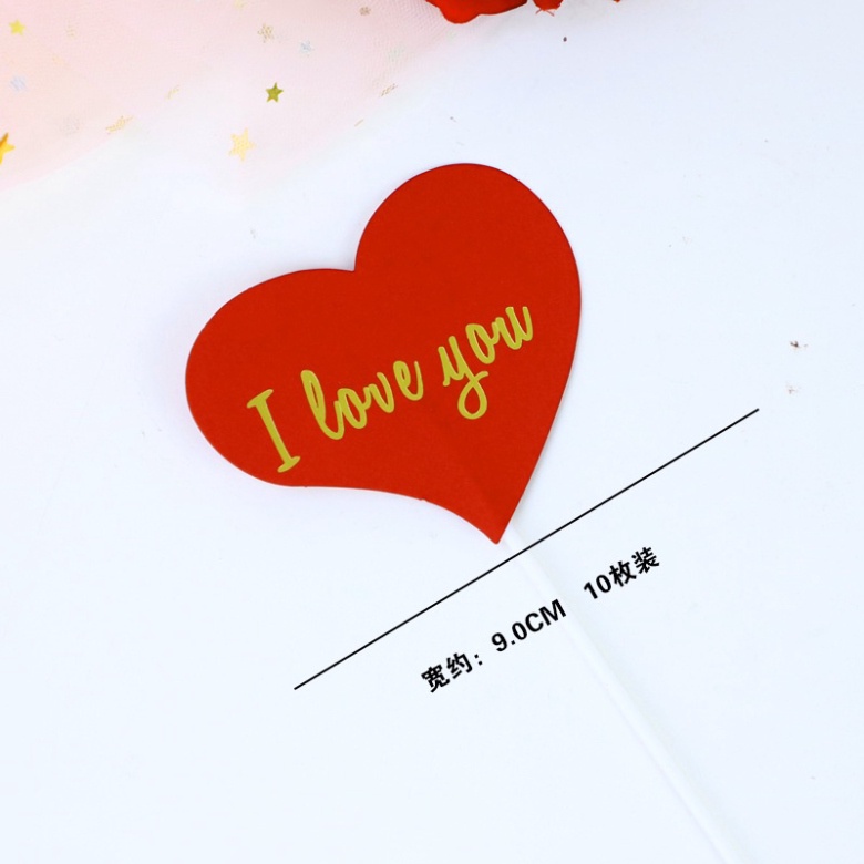 Trang trí bánh kem sinh nhật  sét cắm tim giấy đỏ tình yêu