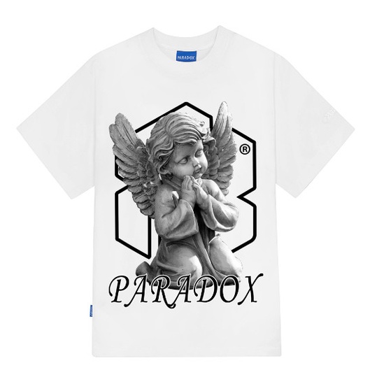 Áo thun form rộng Paradox tay lỡ - Unisex - In hình - TRAP LOVE TEE - Màu đen trắng
