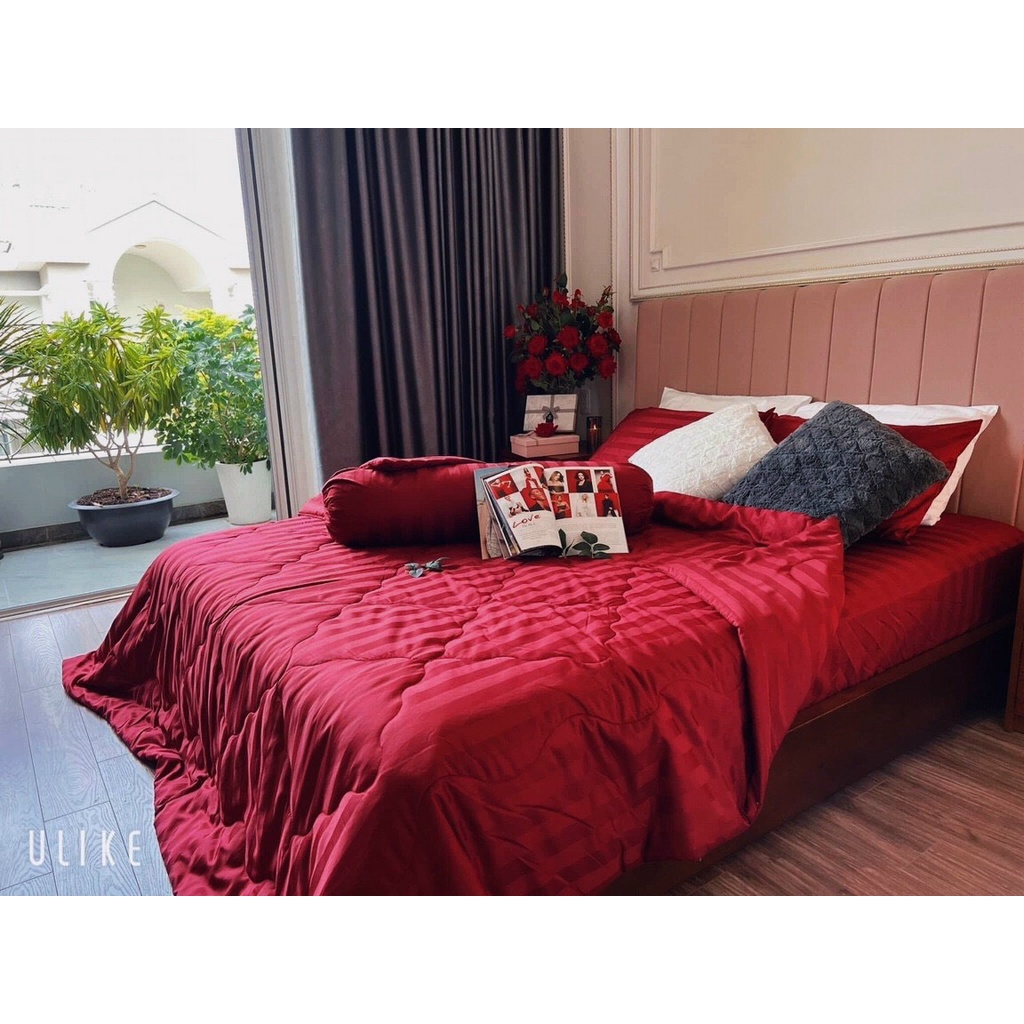 Set 4 món ga gối cotton 3F kẻ sọc cho khách sạn cao cấp, homestay, resort, nhà nghỉ