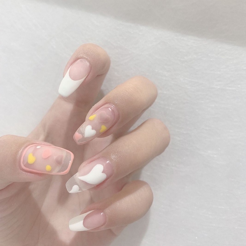 Set 24 Móng Tay Giả Ngắn Chống Nước Thời Trang