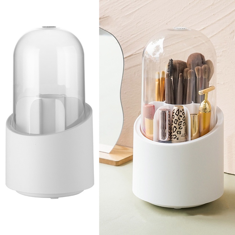 Hộp Đựng Cọ Trang Điểm Bằng Acrylic Trong Suốt Có Thể Xoay Tiện Dụng