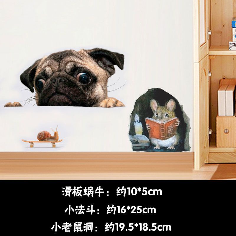 Miếng Dán Tường Vinyl Hình Mèo 3D Sống Động Trang Trí Nhà Tắm