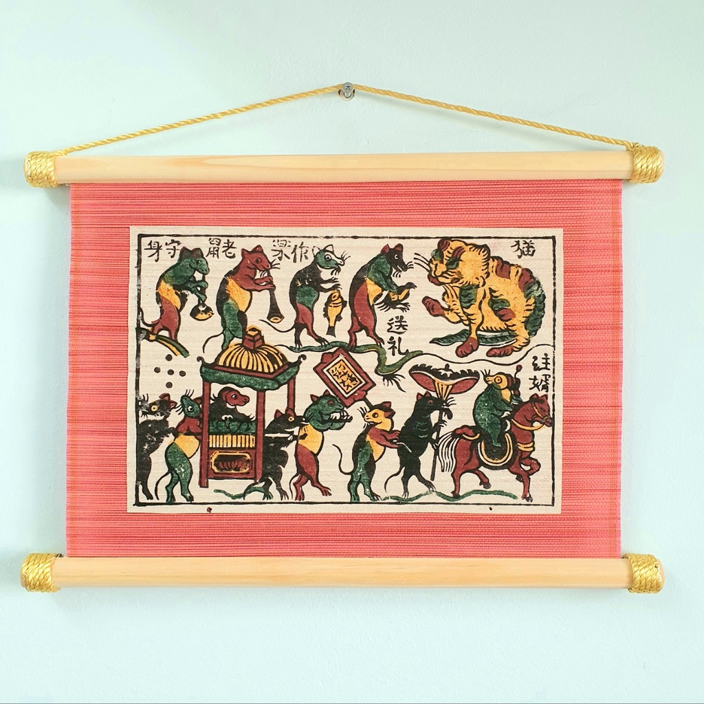 Tranh Đông Hồ Đám cưới chuột - tranh dân gian thủ công - Dong Ho folk woodcut painting