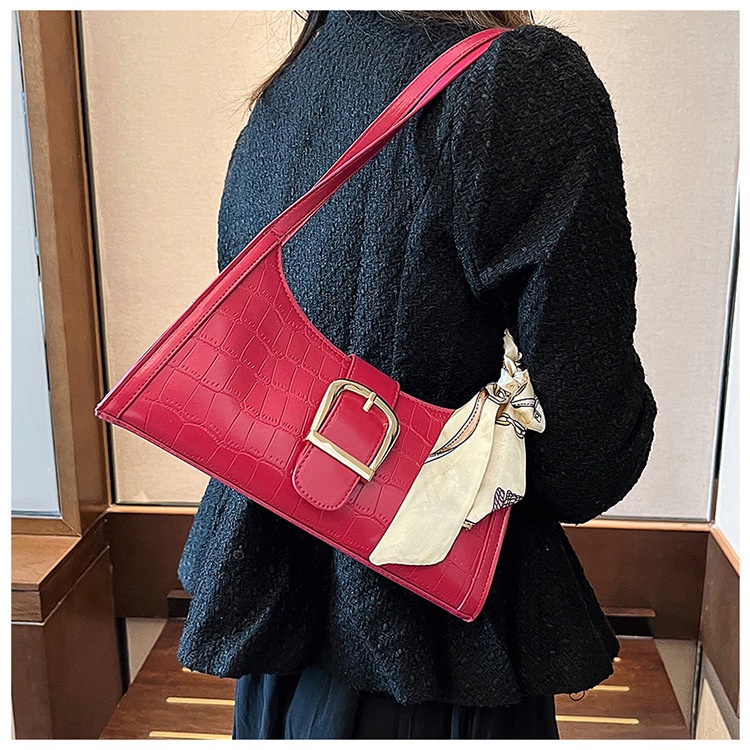 Túi xách đeo vai JASMIN NOIR họa tiết da cá sấu thời trang dành 'cho nữ