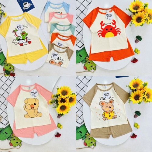 Đồ bộ bé trai , đồ bộ bé gái cộc tay thun lạnh cho bé từ 5kg đến 15kg - JKIDSVN