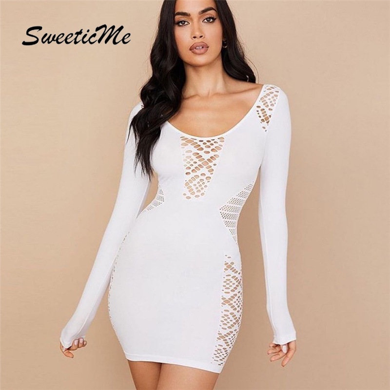 Đầm Ôm Dáng Màu Trơn Phối Ren Rỗng Thời Trang 2023 Gợi Cảm Cho Nữ