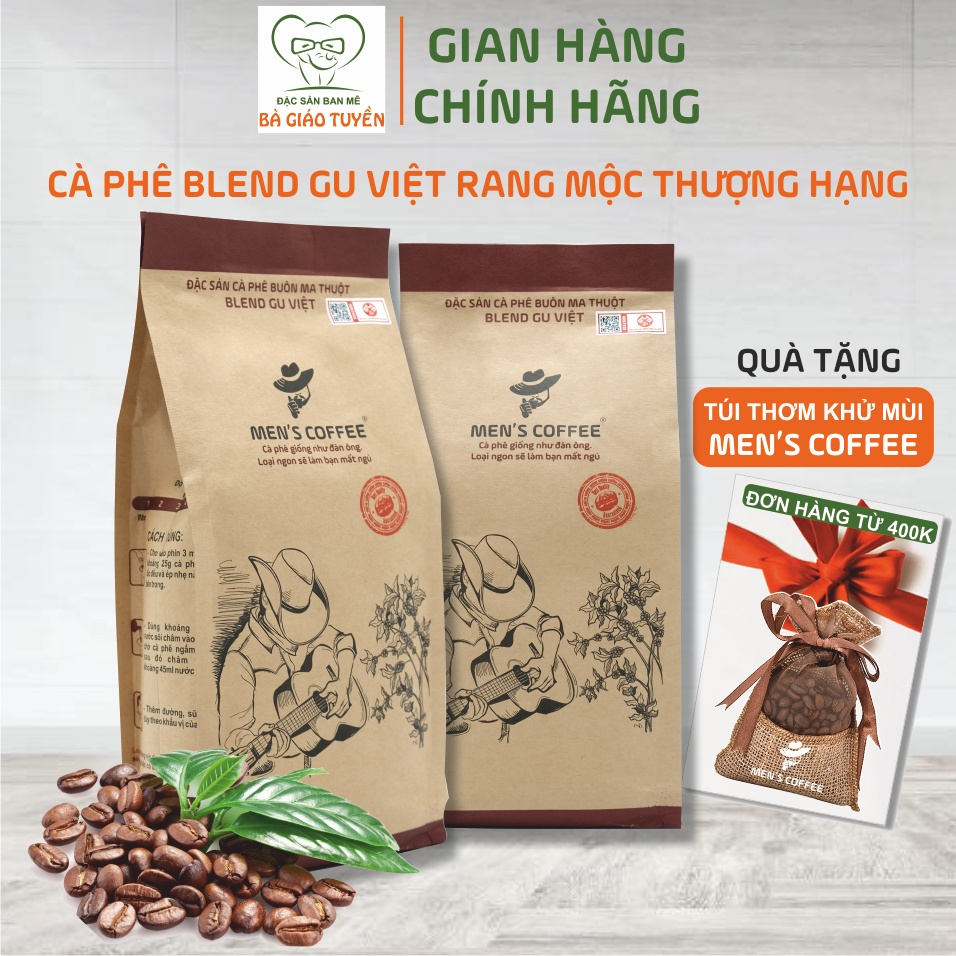 Cà Phê Men's Coffee - Cà phê nguyên chất pha phin dòng BLEND GU VIỆT Thượng Hạng Vị Đậm Đà, Đắng Nhẹ, Mùi Thơm Quyến Rũ