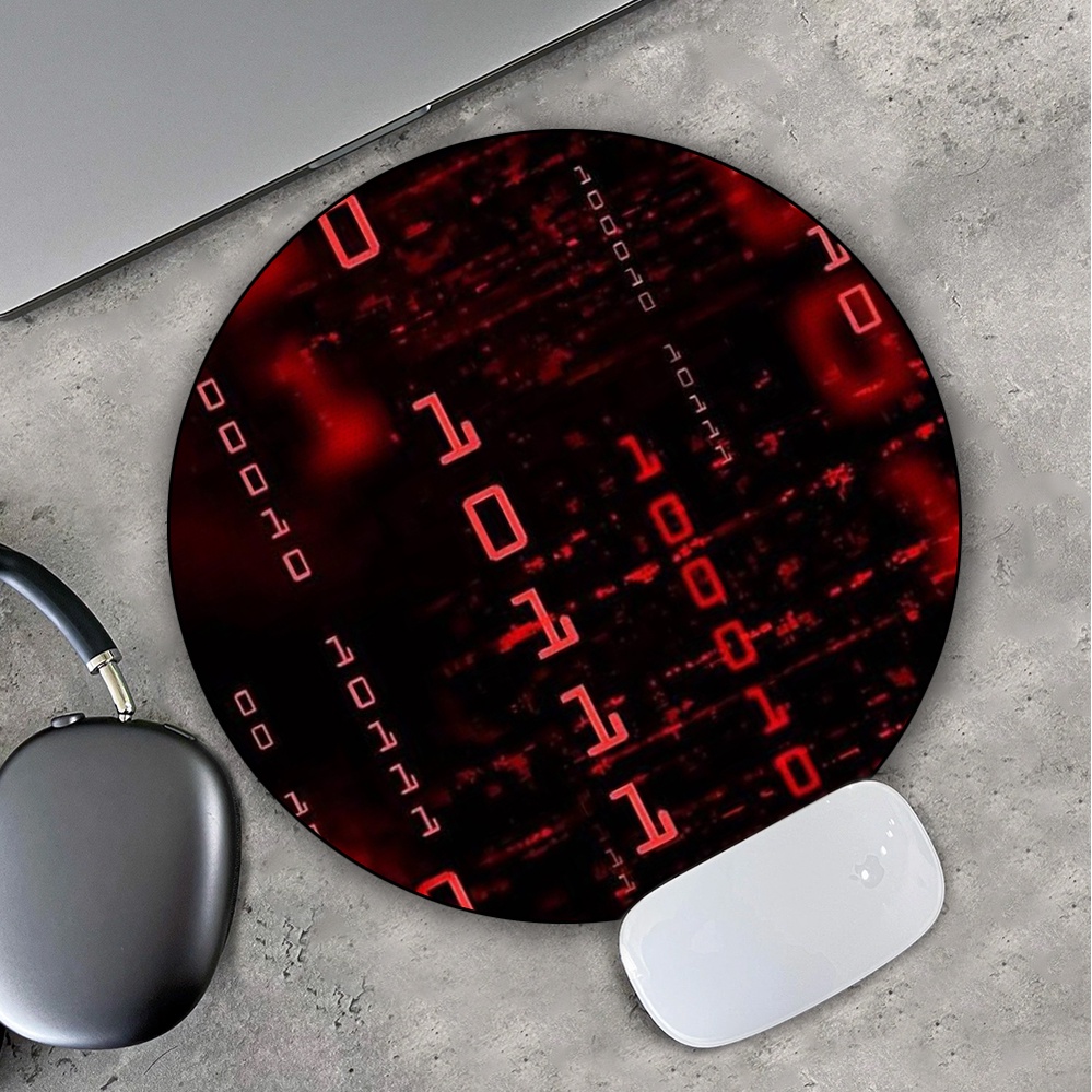 Lót Chuột Gaming in hình Chữ Số, Mã Số Ma Trận Màu Đỏ Pad decor bàn làm việc chơi game size 35cm
