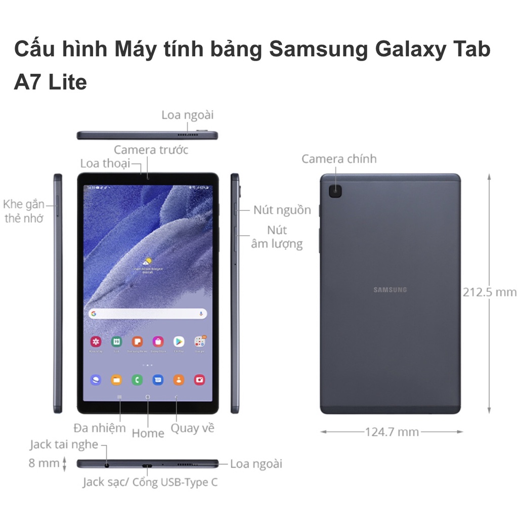 Máy tính bảng Samsung Galaxy Tab A7 Lite 3gb/32gb - Hàng chính hãng