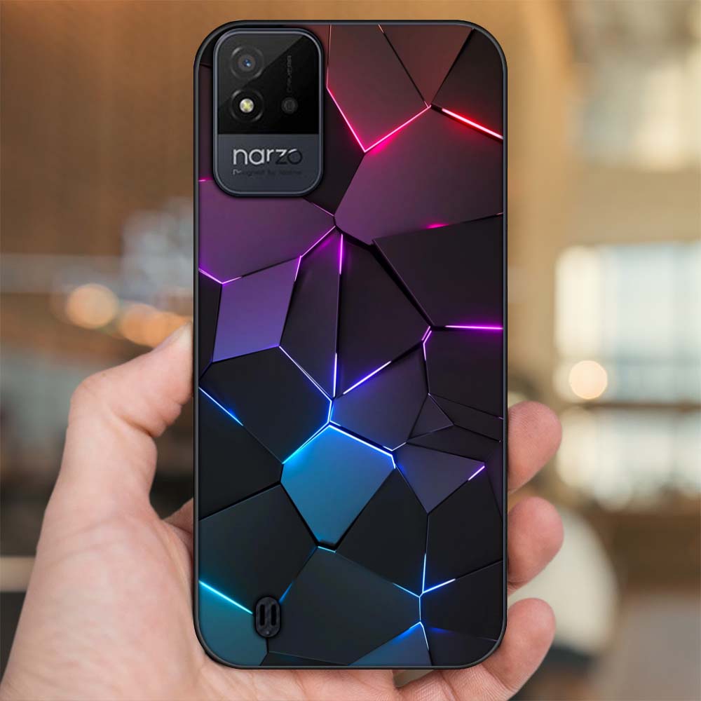 Ốp lưng Realme Narzo 50i viền đen in hình hoạ tiết 3D