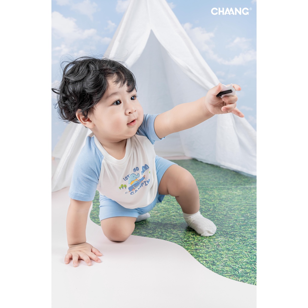 [CHAANG] Bộ raglan cộc Spring xanh da trời