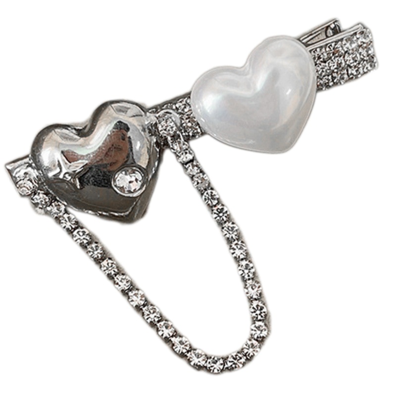 Kẹp Tóc Mạ Bạc Y2K Hình Trái Tim Phong Cách Loli Thời Trang Cho Nữ Y2K