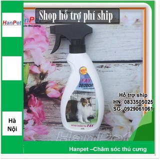 Hỗ trợ Ship- HA Xịt khử mùi hôi của chó mèo - FAY 350ml - diệt khuẩn môi trường (hanpet 239)