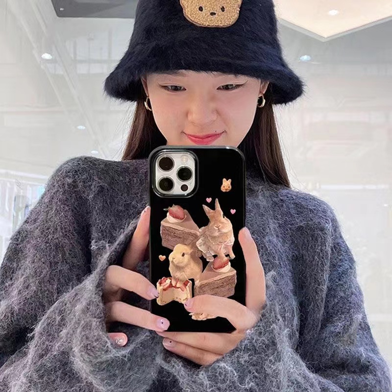 Ốp Điện Thoại Hình Thỏ Đáng Yêu Cho iPhone 11 pro max 12 12pro 12promax 13 14 14plus 14promax 7 8plus x xr xsmax