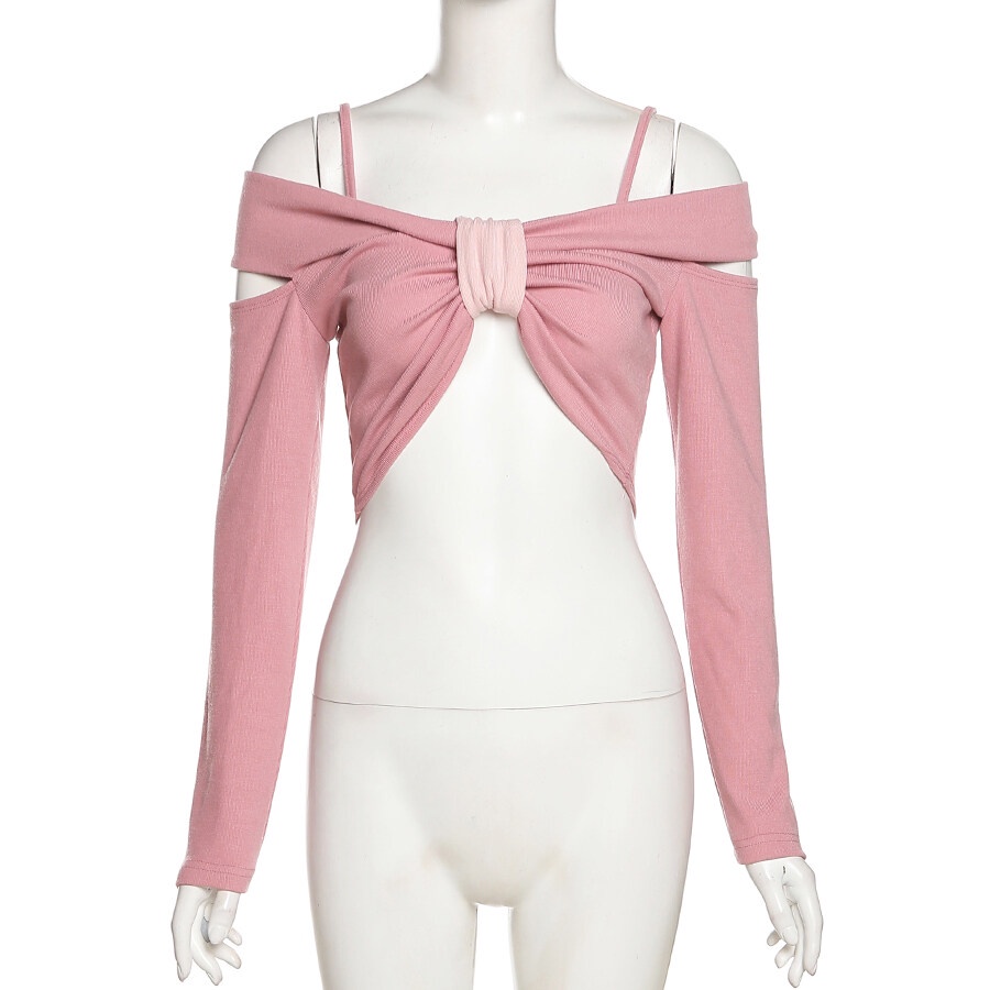 Áo Croptop Trễ Vai Dài Tay Phong Cách Trẻ Trung Thanh Lịch Dành Cho Nữ Thời Trang