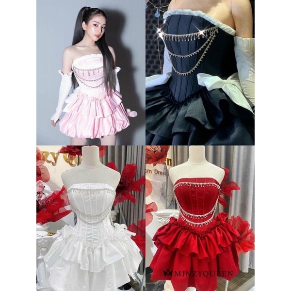Đầm dáng mini xoè phồng bí cúp dây đá TRIPBLE T DRESS - size S/M/L - MS351V