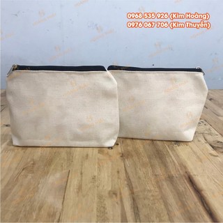 Túi bóp viết canvas, túi vải bố,túi trơn màu mộc vân điểm