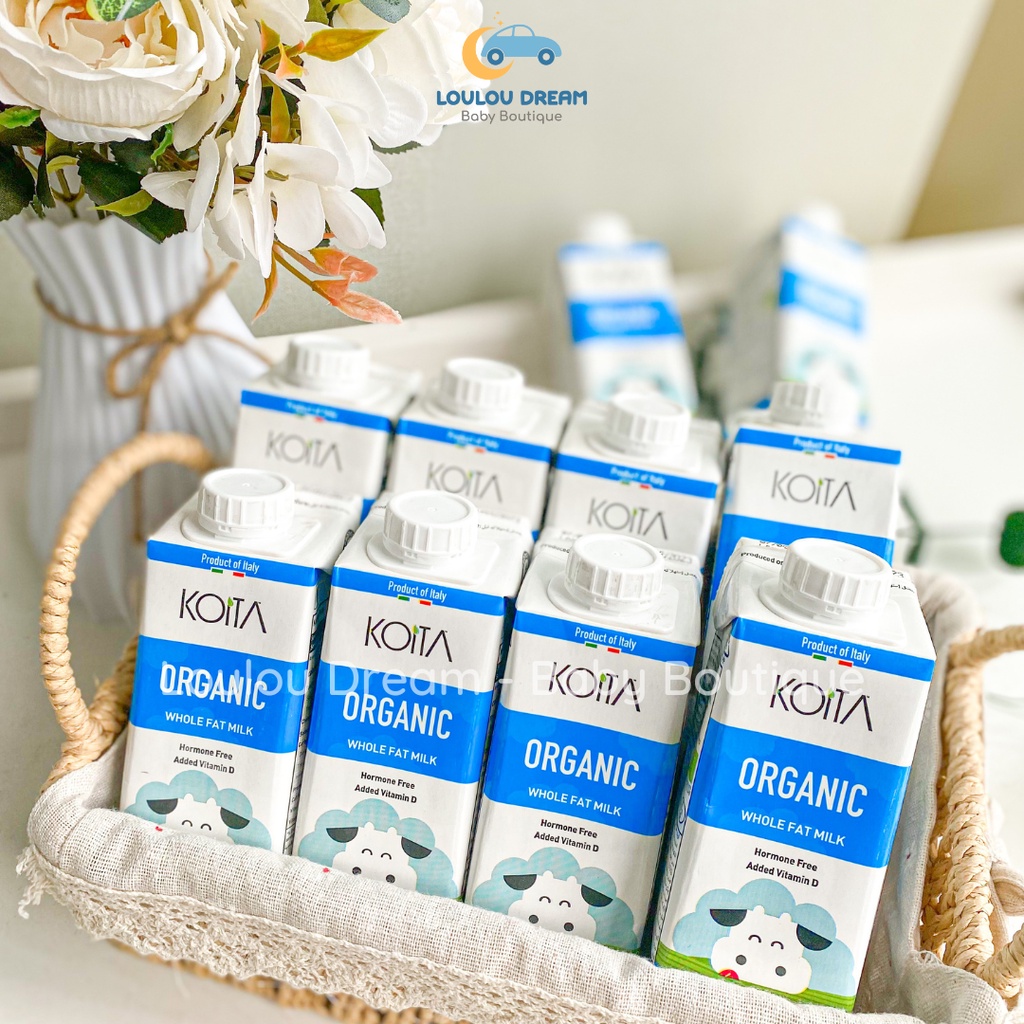 Sữa Koita - Sữa bò hữu cơ vị nguyên kem / dâu / socola / không lactose bổ sung dinh dưỡng cho bé - 200ml [BAY AIR]