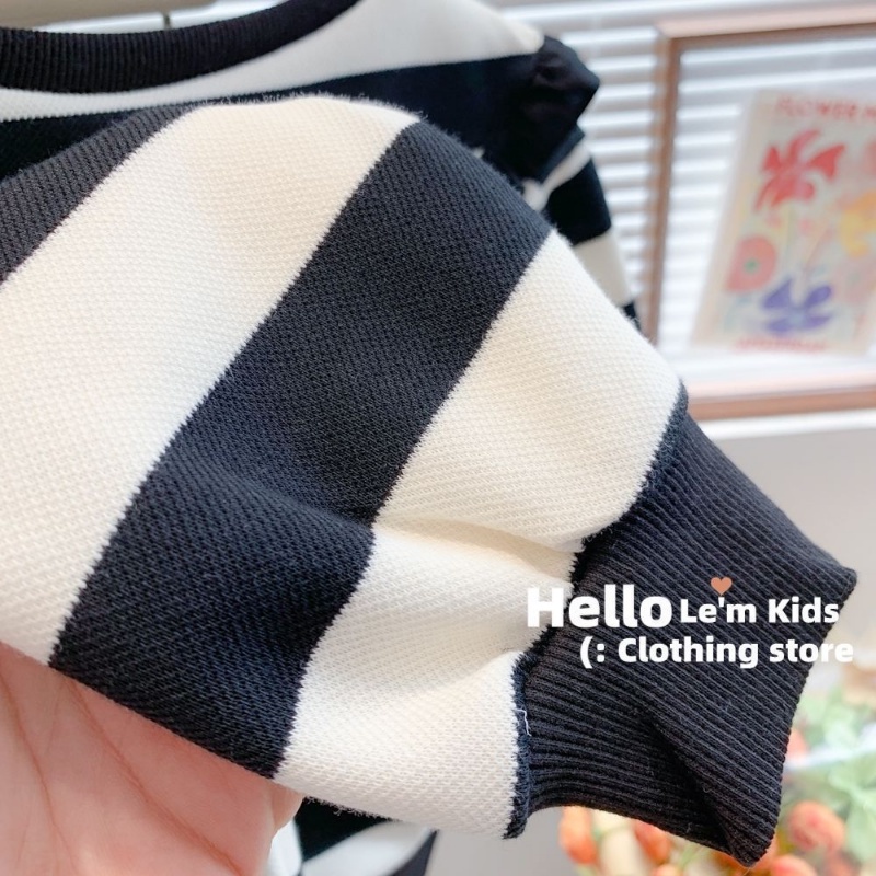 Áo Hoodie Tay Dài Cổ Búp Bê Họa Tiết Kẻ Sọc Thời Trang Mùa Thu 2022 Dành Cho Bé Gái