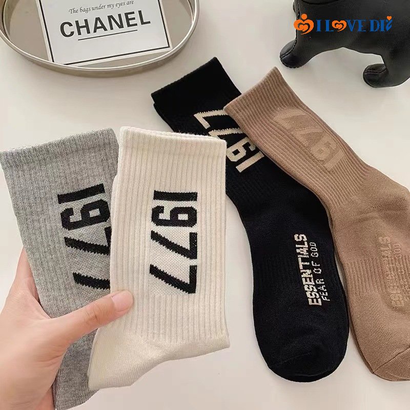 Vớ Cotton Unisex Thoáng Khí Màu Sắc Đơn Giản Phong Cách Đường Phố Harajuku Năm 1977