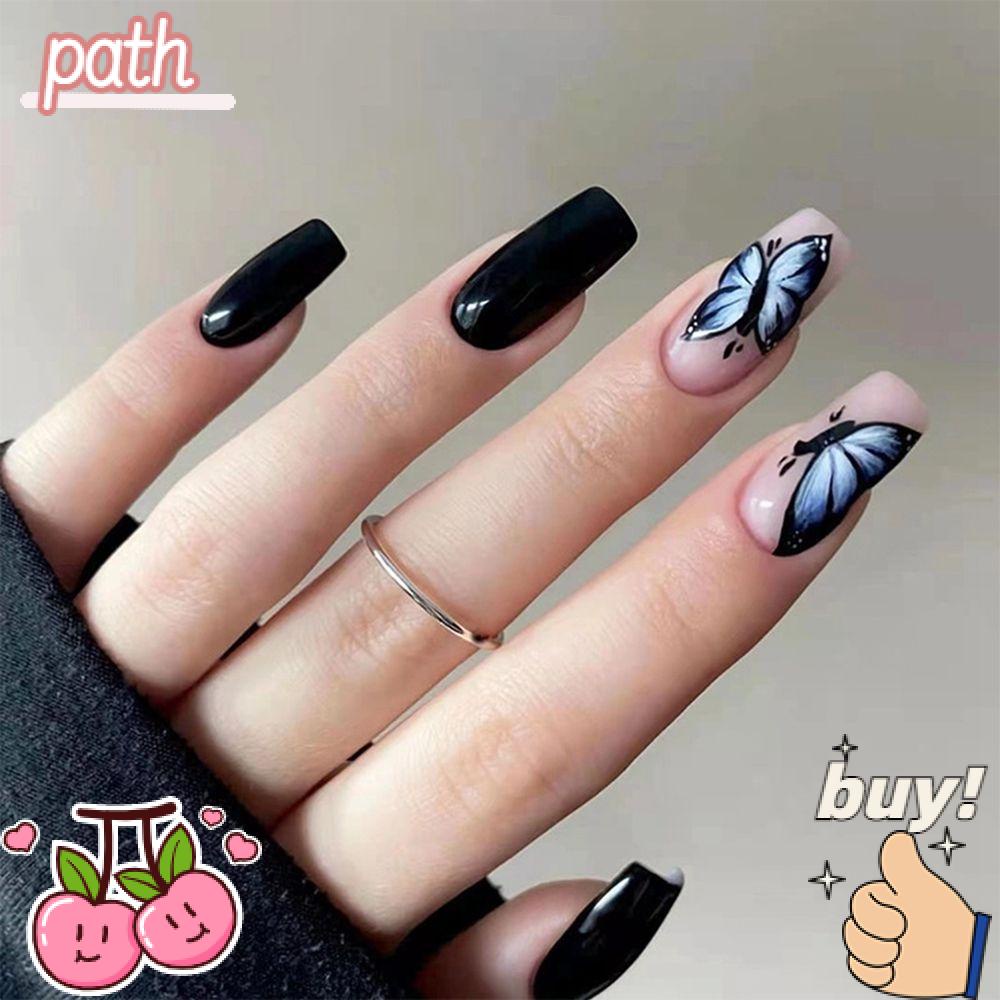 Bộ 24 Móng Tay Giả Ngắn / Tròn / Vuông Che Phủ Toàn Diện Có Thể Tháo Rời