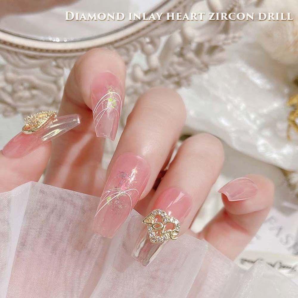 LOMBARD Phụ Kiện Trang Trí Móng Tay Hình Trái Tim Xinh Xắn