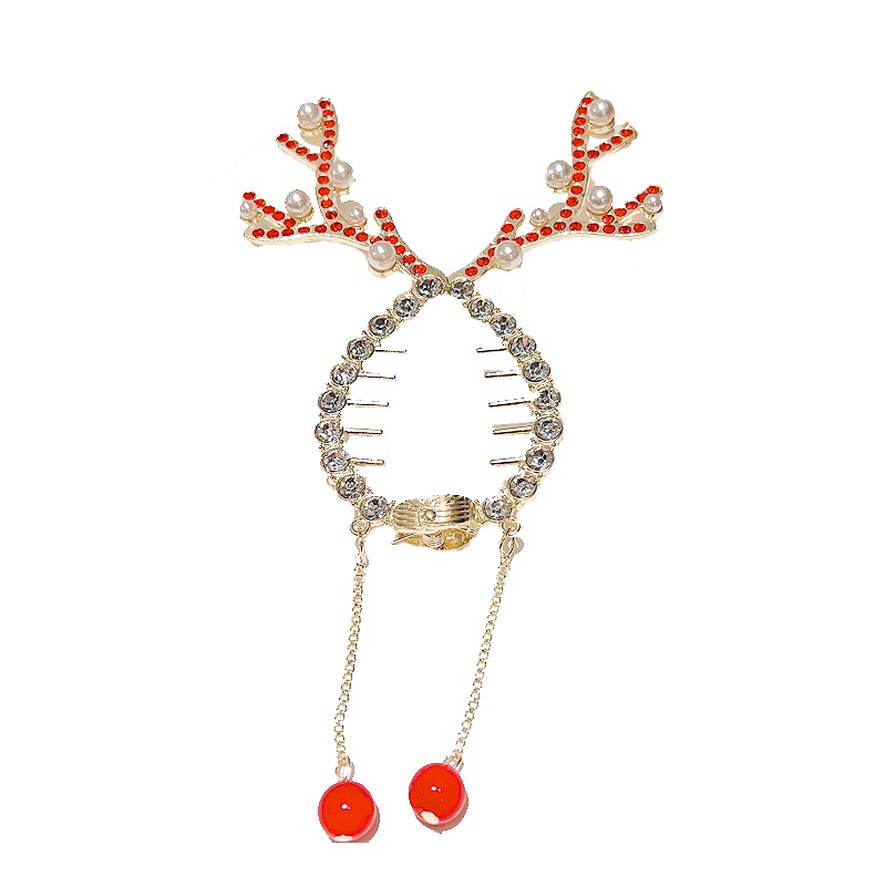 Kẹp Tóc Trang Trí Sừng Hươu Đính Ngọc Trai Dễ Thương