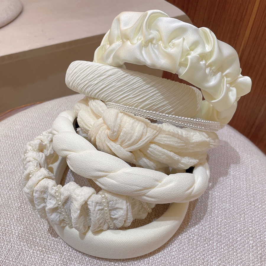 Băng Đô Cài Tóc Bằng Xốp Sọc Caro Trắng Thời Trang Cho Nữ