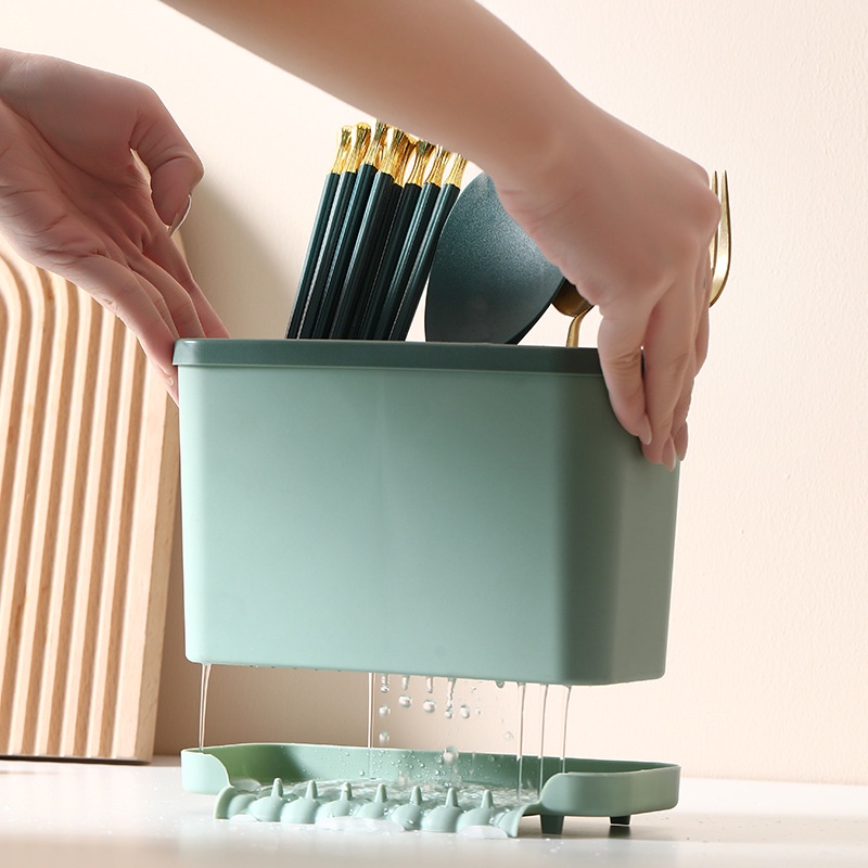 Khay Giá Đựng Muỗng Đũa Đa Năng Có Khe Thoát Nước