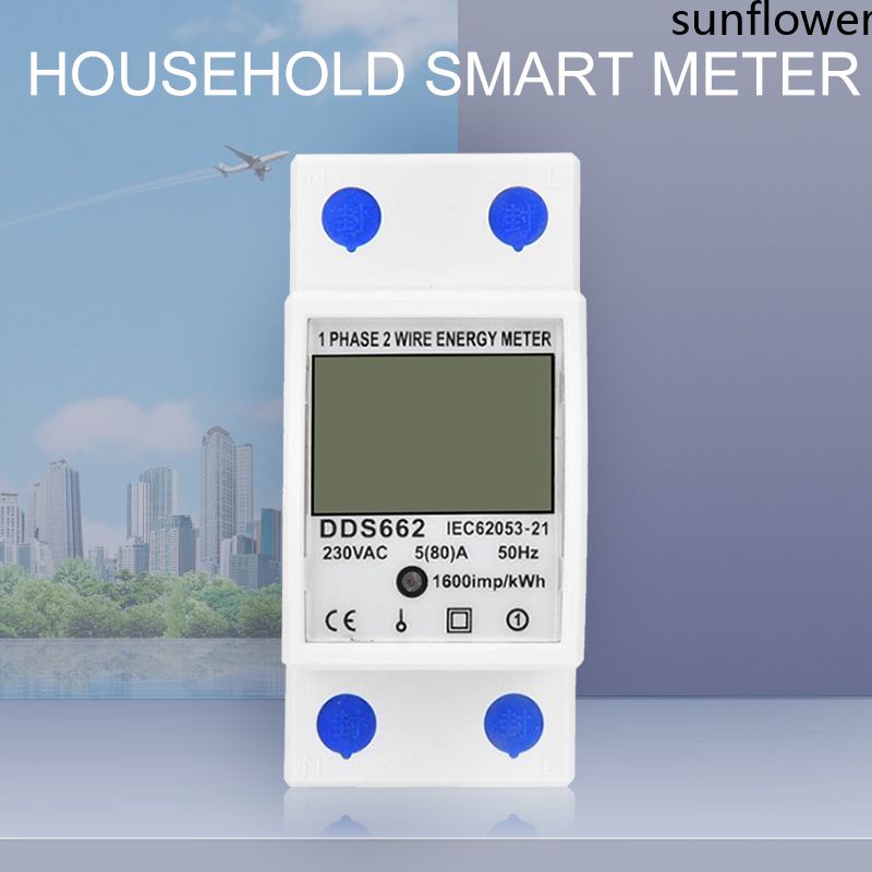 Màn Hình Kỹ Thuật Số Lcd Một Pha Hai Dây Wattmeter Đồng Hồ Đo Năng Lượng Tiêu Thụ Điện Kwh Ac 230V 220V 50Hz Din Rail Dds662-Sun. Vn