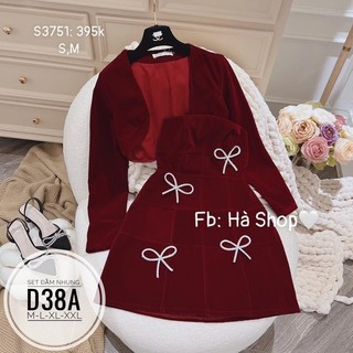 Bigsize Set đầm nhung D38A