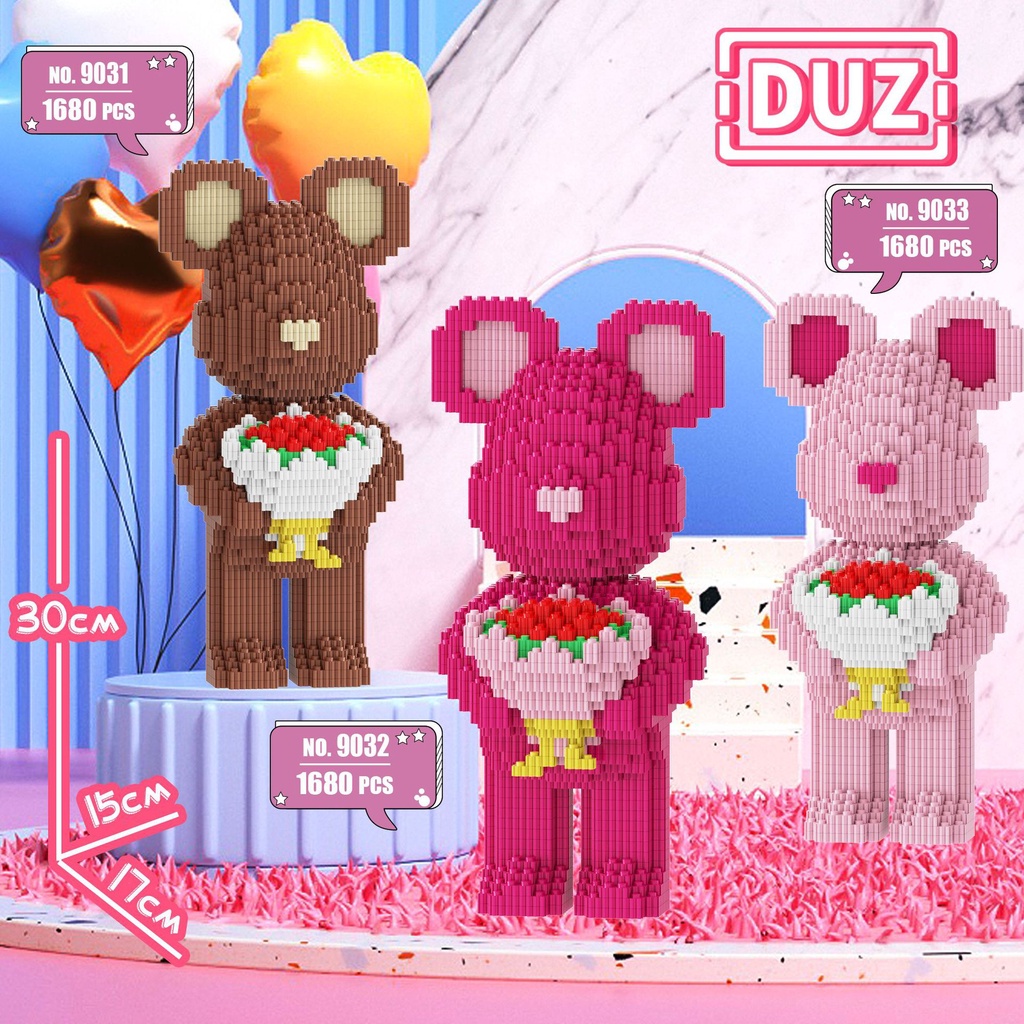 Lắp ráp bearbrick 30cm 35cm, bộ đồ chơi lắp ráp mô hình 3d, mô hình lắp ráp nhân vật hoạt hình, xếp hình mini 3d cho bé