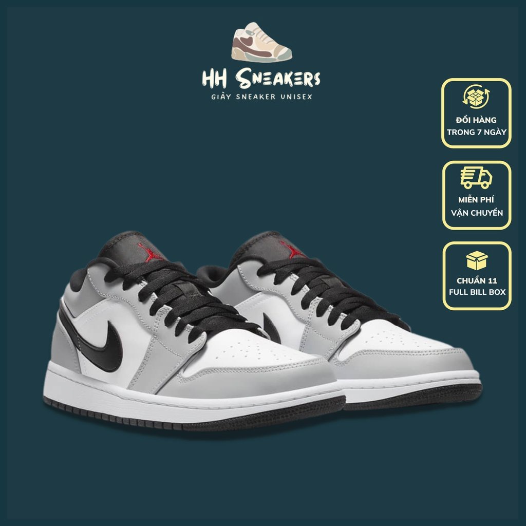 Giày Jordan thấp cổ màu ghi xám hàng 11 cao cấp - Giày thể thao nam nữ Jordan cổ thấp Full Box