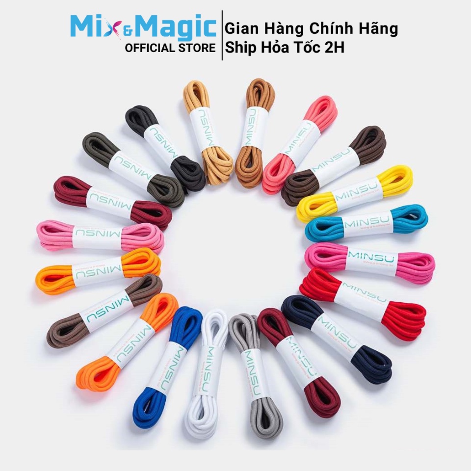 Dây Giày Tròn Chính Hãng Siêu Đẹp MINSU M0601 Bản Tròn 120cm Nhiều Màu Sắc Cho Các Loại Giày Thể Thao Sneaker