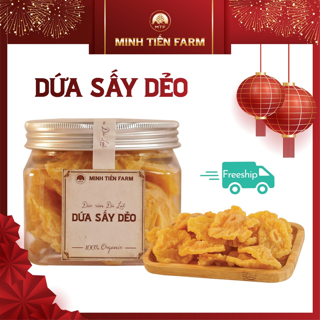 Dứa sấy dẻo nguyên vị 200gr- 350gr trái cây sấy gốc Đà Lạt Minh Tiến Farm