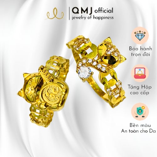 QMJ Nhẫn bạc Kim tiền tài lộc may mắn vang 10k - QV300