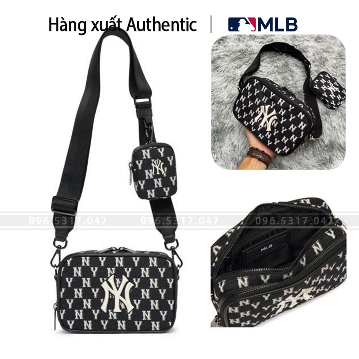 Túi NY MLB Unisex Black Ripstop Nylon Nam Nữ Xịn Có Túi Nhỏ, Hàng Xuất Full Tem Code, Túi Đeo MLB NY Mini Mono | BigBuy360 - bigbuy360.vn