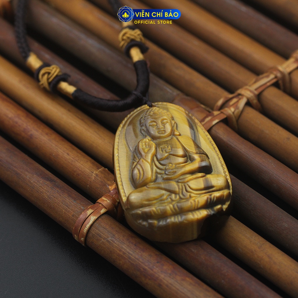 Mặt dây chuyền đá phong thủy phật a di đà đá mắt hổ thời trang phụ kiện trang sức Viễn Chí Bảo M200315