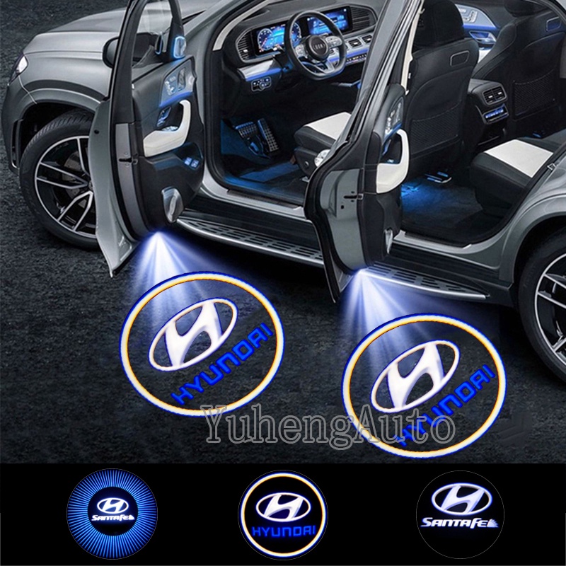 2 Đèn Led Chào Mừng Gắn Cửa Xe Hơi Cho Hyundai Santafe