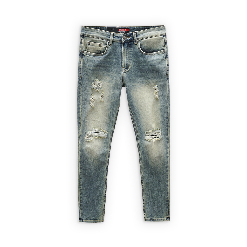 Quần jean slim nam chất vải denim wash dirty cao cấp, rách gối basic G03 Heboz (RÁCH) - 00001264