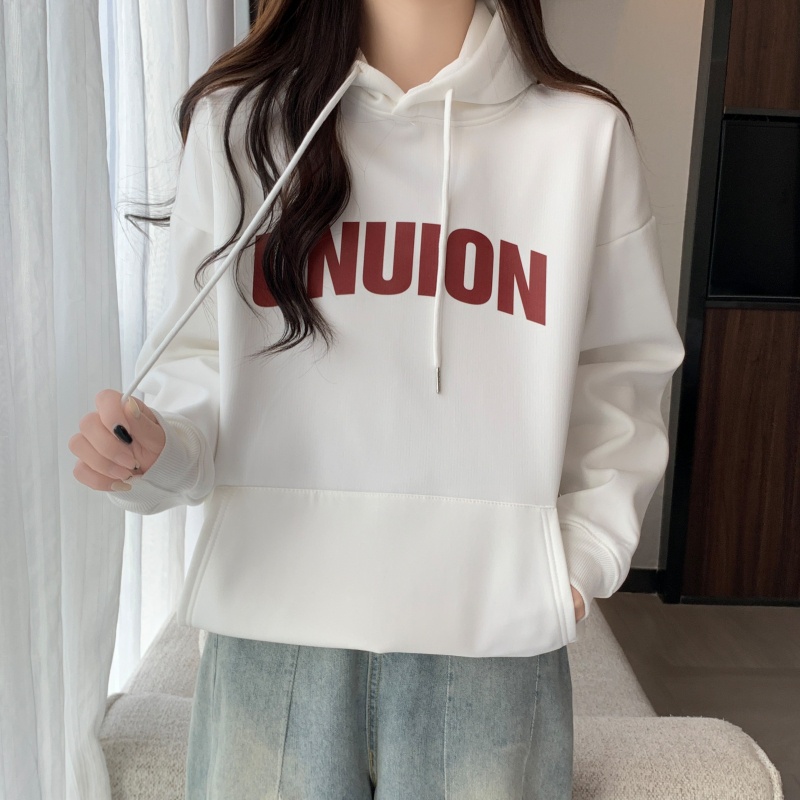 Áo Hoodie Dáng Rộng In Chữ Đơn Giản Thời Trang Mùa Thu Cho Nữ